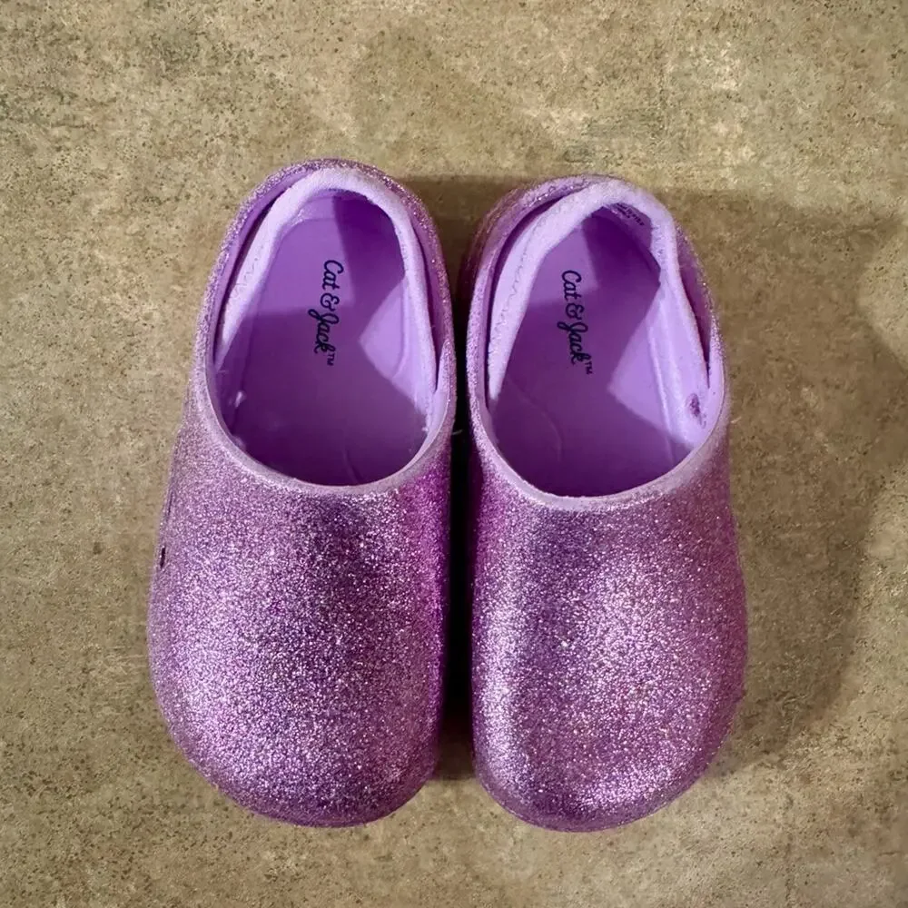 Cat & Jack Adorable, Fun, Sparkle Purple Glitter Toddler Clogs, Size 7 NWOT
